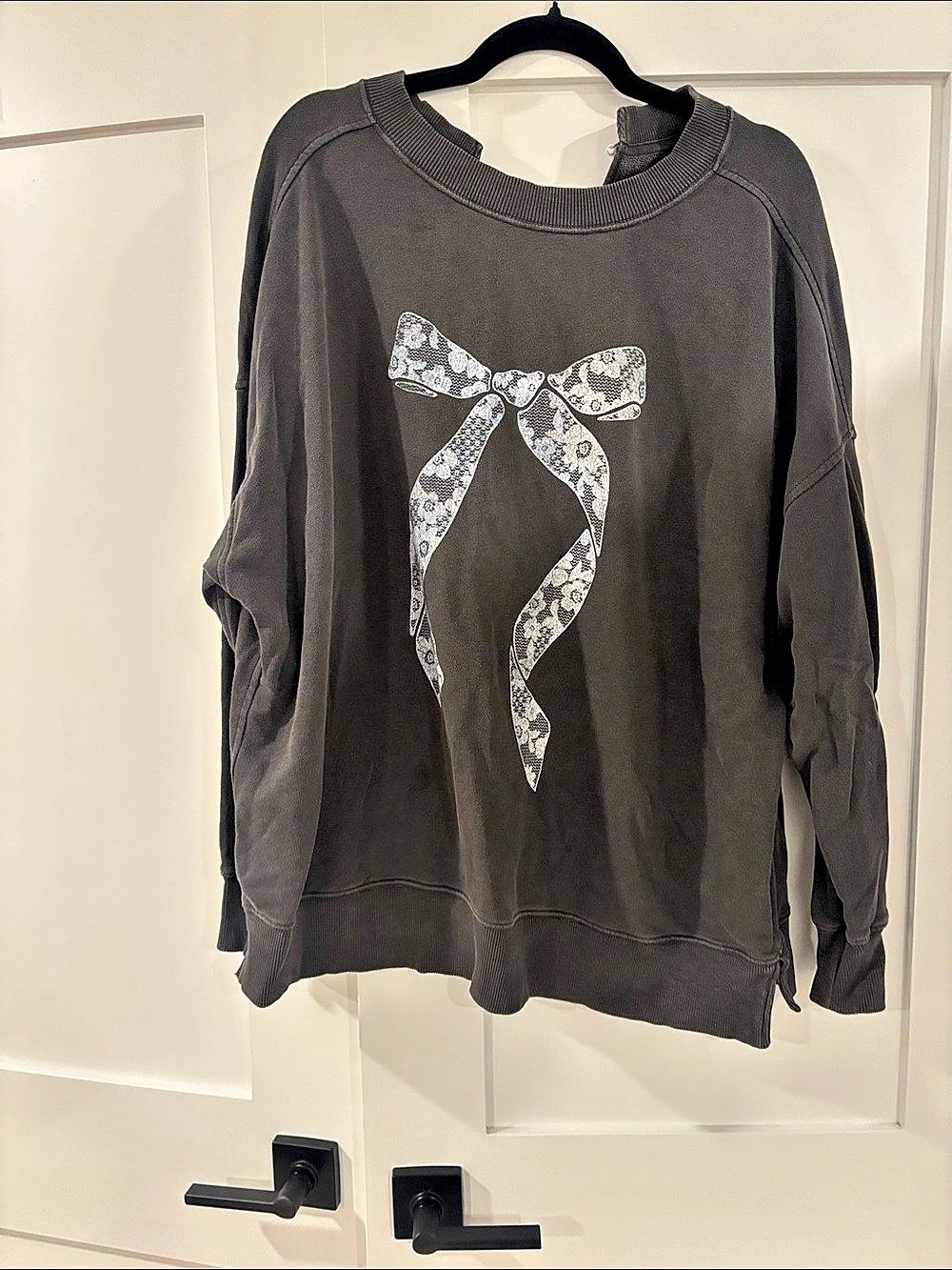 Aerie Bow Sweatshirt Gray Medium